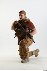 Whole Body Weapons-Rifle Man Pose with machine rifle White Army Athletic Bearded Studio photo references